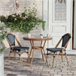 Indoor/Outdoor Commercial Bistro Set with Table and 2 Chairs in Navy/Wht
