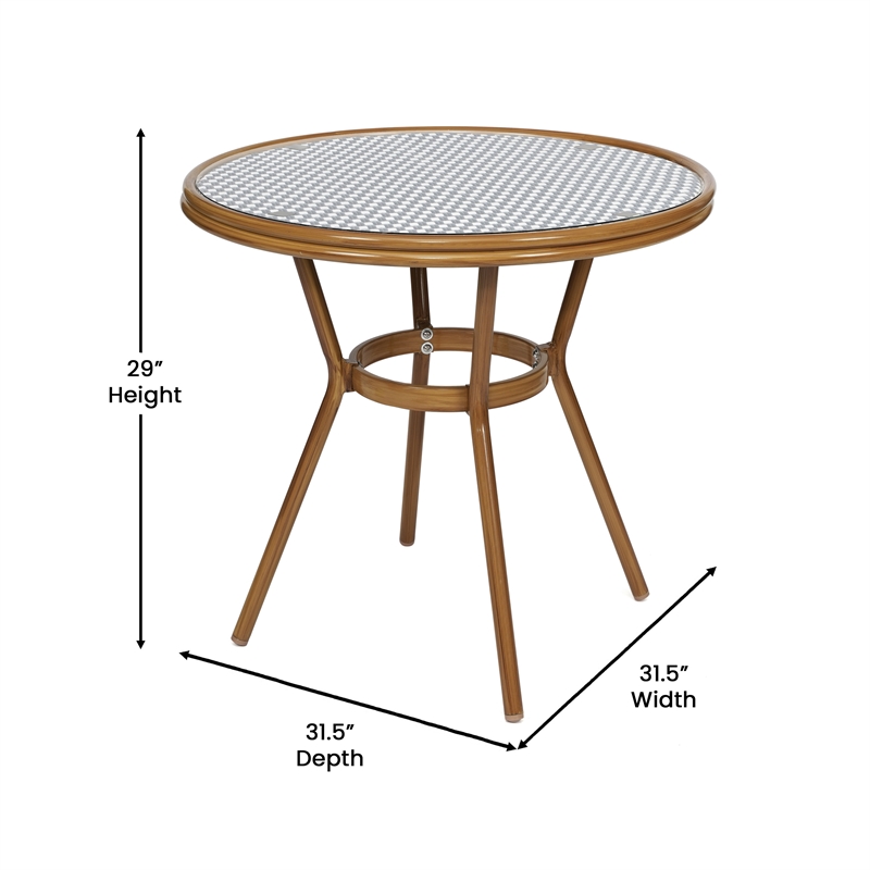 Indoor/Outdoor Commercial Bistro Set with Table and 2 Chairs in Navy/Wht