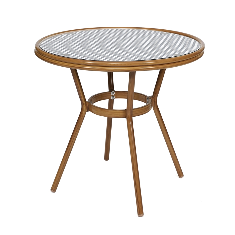 Indoor/Outdoor Commercial Bistro Set with Table and 2 Chairs in Navy/Wht