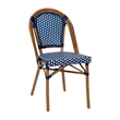 Indoor/Outdoor Commercial Bistro Set with Table and 2 Chairs in Navy/Wht