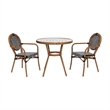 Indoor/Outdoor Commercial Bistro Set with Table and 2 Chairs in Blk/Wht