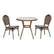 Indoor/Outdoor Commercial Bistro Set with Table and 2 Chairs in Blk/Wht
