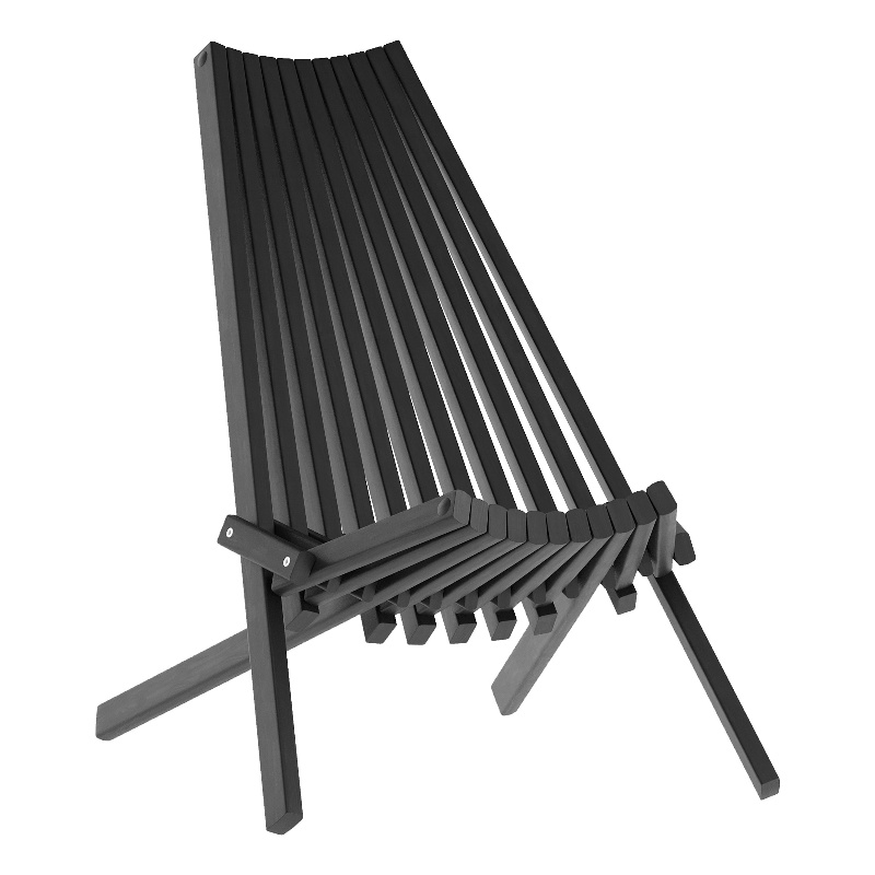 Commercial Indoor/Outdoor Low Profile Acacia Wood Patio Folding Chair in Black