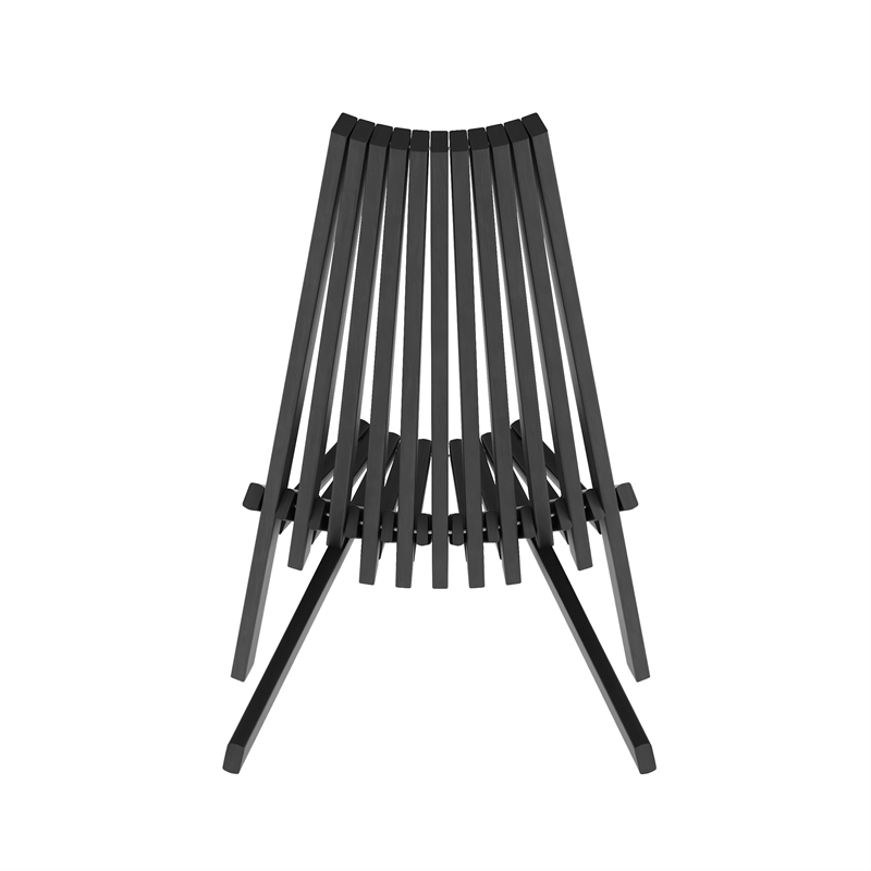 Commercial Indoor/Outdoor Low Profile Acacia Wood Patio Folding Chair in Black