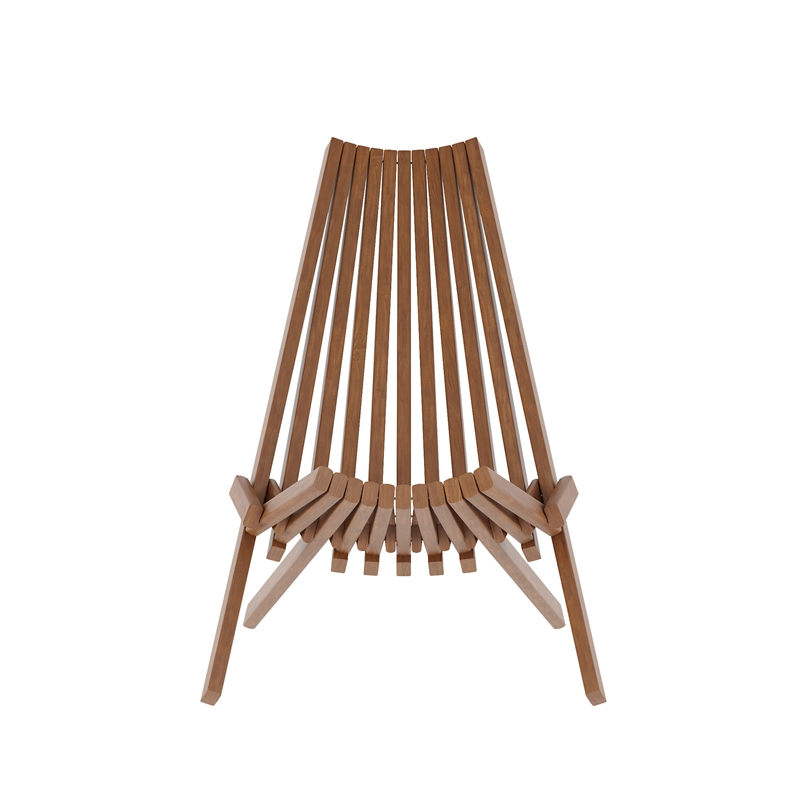 Commercial Indoor/Outdoor Low Profile Acacia Wood Patio Folding Chair in Brown