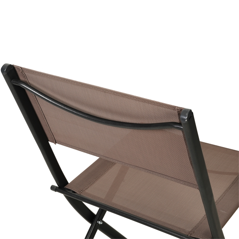 2 Pack Commercial Outdoor Flex Comfort Folding Chair with Metal Frame in Brown