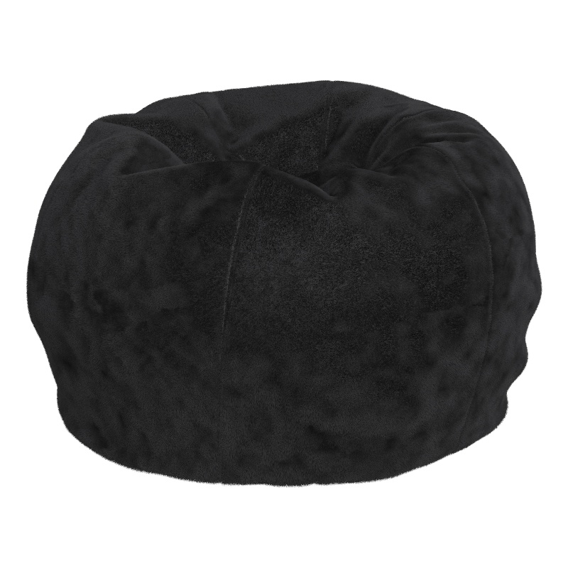 Small Black Furry Refillable Bean Bag Chair for Kids and Teens