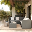 Flash Furniture Indoor/Outdoor Patio Wicker Rattan Sofa and Table Set in Gray
