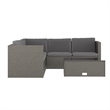 Flash Furniture Indoor/Outdoor Patio Wicker Rattan Sofa and Table Set in Gray