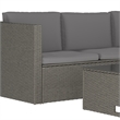 Flash Furniture Indoor/Outdoor Patio Wicker Rattan Sofa and Table Set in Gray