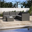 Flash Furniture Indoor/Outdoor Patio Wicker Rattan Sofa and Table Set in Gray