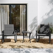 3 Piece All-Weather Rocking Chairs and Glass Top Table Bistro Set - Black/Black