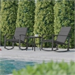 3 Piece All-Weather Rocking Chairs and Glass Top Table Bistro Set - Black/Black