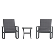 3 Piece All-Weather Rocking Chairs and Glass Top Table Bistro Set - Black/Black