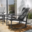 3 Piece All-Weather Rocking Chairs and Glass Top Table Bistro Set - Black/Black