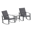 3 Piece All-Weather Rocking Chairs and Glass Top Table Bistro Set - Black/Black