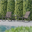 3 Piece All-Weather Rocking Chairs and Glass Top Table Bistro Set - Brown/Black