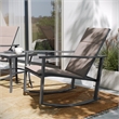 3 Piece All-Weather Rocking Chairs and Glass Top Table Bistro Set - Brown/Black