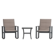 3 Piece All-Weather Rocking Chairs and Glass Top Table Bistro Set - Brown/Black