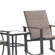 3 Piece All-Weather Rocking Chairs and Glass Top Table Bistro Set - Brown/Black