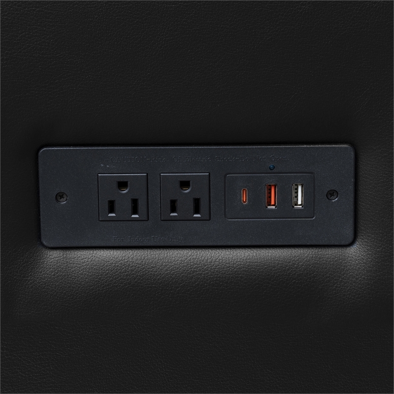 Commercial LeatherSoft Reception Chair with AC/USB/USB-C Charging Ports in Black