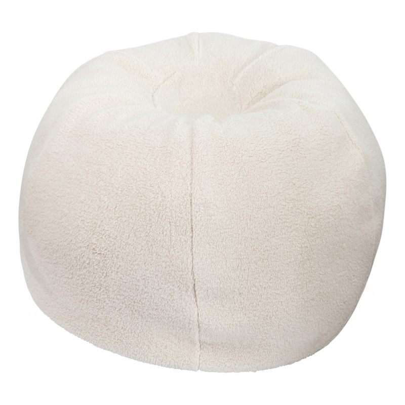 Small Faux Sherpa Refillable Bean Bag Chair for Kids and Teens - Natural