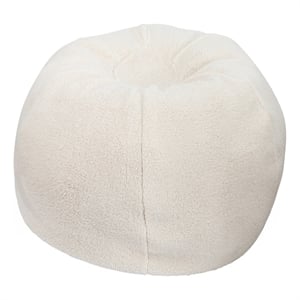 Small Faux Sherpa Refillable Bean Bag Chair for Kids and Teens - Natural