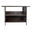 Indoor/Outdoor Wicker Rattan Patio Bar Counter Table with Two Shelves in Brown
