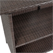 Indoor/Outdoor Wicker Rattan Patio Bar Counter Table with Two Shelves in Brown