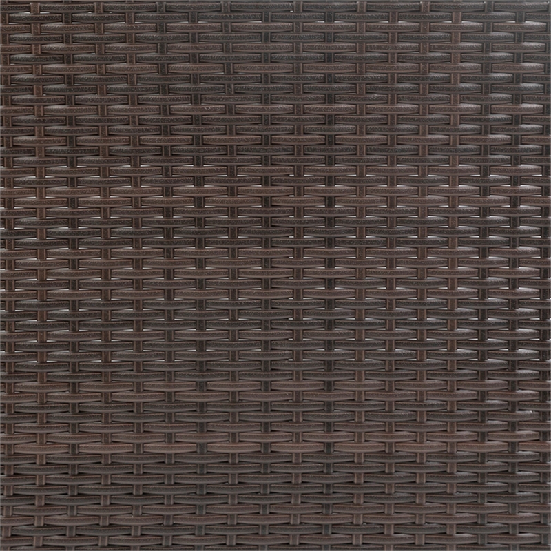 Indoor/Outdoor Wicker Rattan Patio Bar Counter Table with Two Shelves in Brown