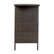 Indoor/Outdoor Wicker Rattan Patio Bar Counter Table with Two Shelves in Brown