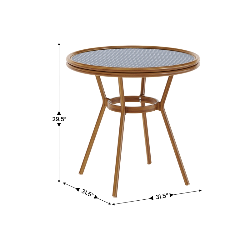 Indoor/Outdoor Commercial Glass Top Bistro Table in Navy/White