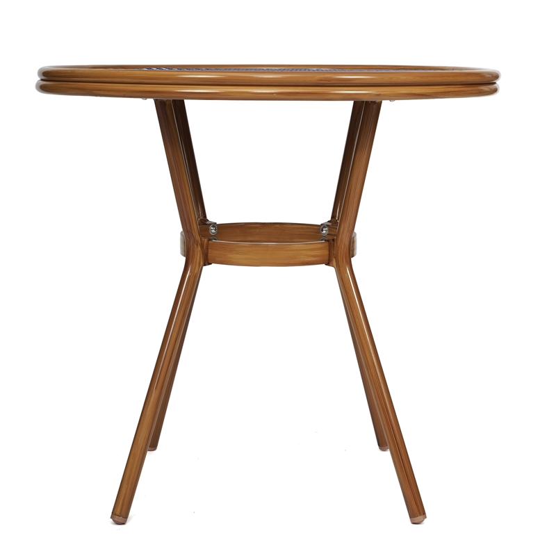 Indoor/Outdoor Commercial Glass Top Bistro Table in Navy/White