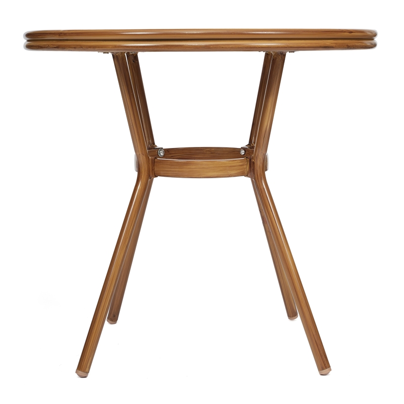Indoor/Outdoor Commercial Glass Top Bistro Table in White/Gray