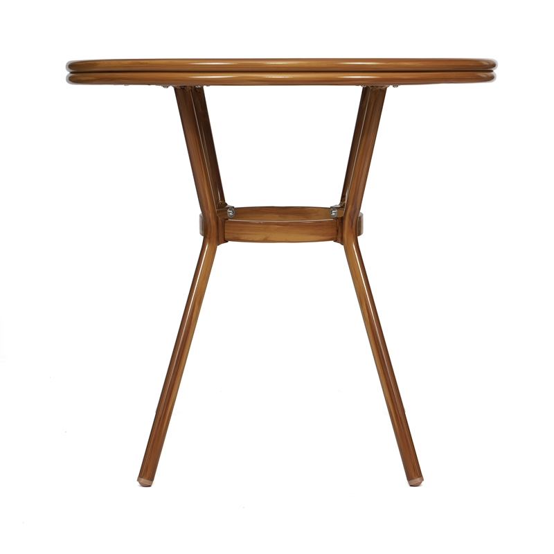 Indoor/Outdoor Commercial Glass Top Bistro Table in White/Navy