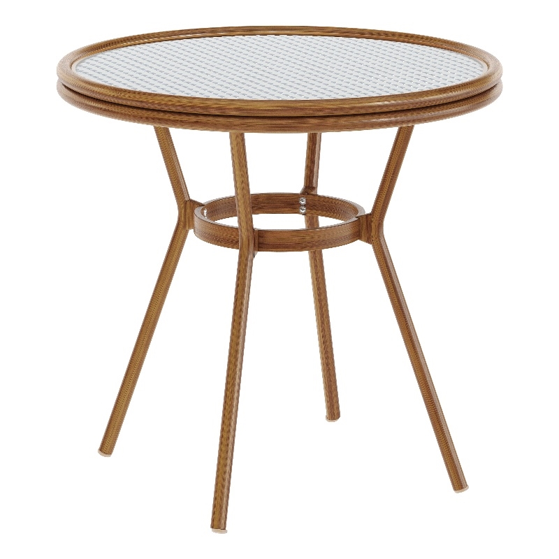 Indoor/Outdoor Commercial Glass Top Bistro Table in White/Navy