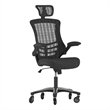 Ergonomic Swivel Task Chair with Roller Wheels & Flip Up Arms - Black Mesh