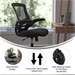 Ergonomic Swivel Task Chair with Roller Wheels & Flip Up Arms - Black Mesh