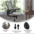 Ergonomic Swivel Task Chair with Roller Wheels & Flip Up Arms - Gray Mesh