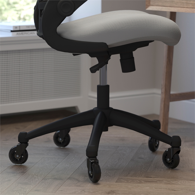 Ergonomic Swivel Task Chair with Roller Wheels & Flip Up Arms - Gray Mesh