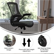 Ergonomic Swivel Task Chair with Roller Wheels & Flip Up Arms-Black LeatherSoft