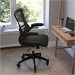 Ergonomic Swivel Task Chair with Roller Wheels & Flip Up Arms-Black LeatherSoft