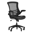 Ergonomic Swivel Task Chair with Roller Wheels & Flip Up Arms-Black LeatherSoft