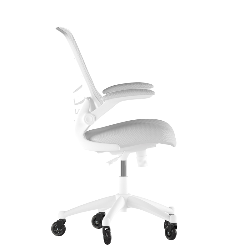 Ergonomic Swivel Task Chair with Roller Wheels & Flip Up Arms - Gray Mesh