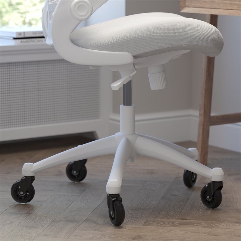 Ergonomic Swivel Task Chair with Roller Wheels & Flip Up Arms - Gray Mesh