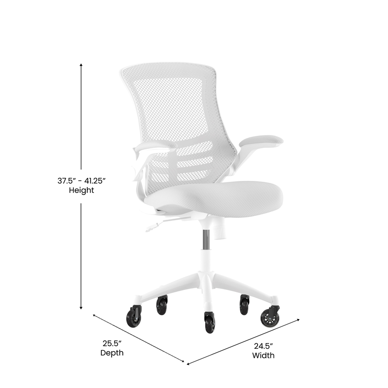 Ergonomic Swivel Task Chair with Roller Wheels & Flip Up Arms - Gray Mesh