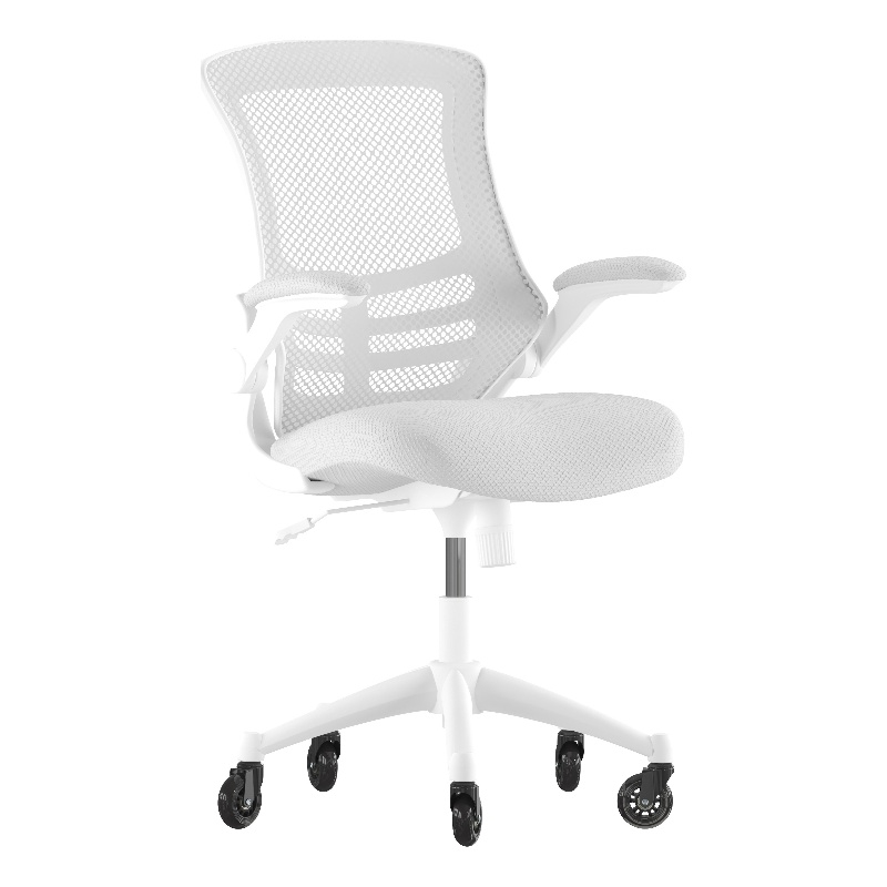 Ergonomic Swivel Task Chair with Roller Wheels & Flip Up Arms - Gray Mesh
