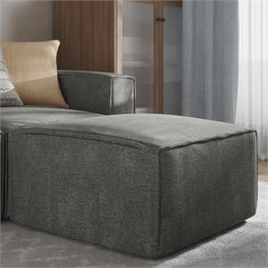 Contemporary Modular Sectional Sofa Ottoman in Dark Gray Fabric