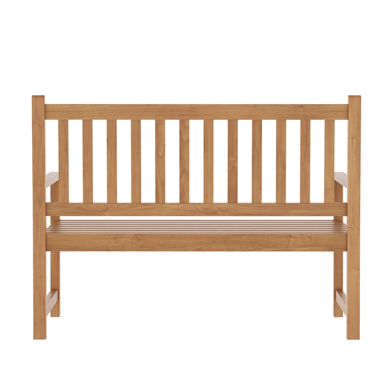 Commercial Indoor/Outdoor 2-Person Patio Acacia Wood Bench Loveseat in Brown