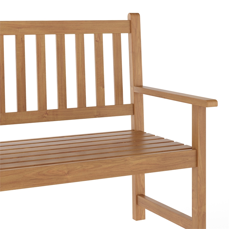 Commercial Indoor/Outdoor 2-Person Patio Acacia Wood Bench Loveseat in Brown